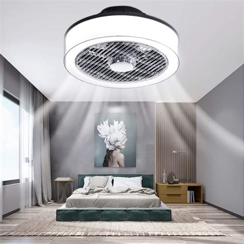 Buy Modern Ceiling Fan with Lights Remote Control 15 Inch Flush Ceiling ...