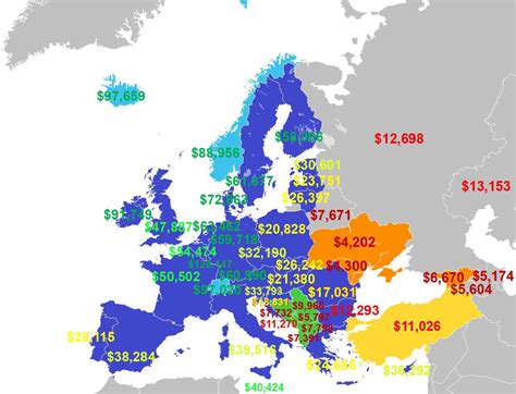 Europe GDP Per Capita in 2023 [IMF] : MapPorn