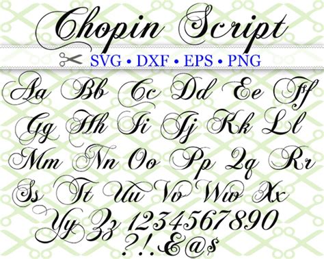 CHOPIN SCRIPT SVG FONT-Cricut & Silhouette Files SVG DXF EPS PNG ...