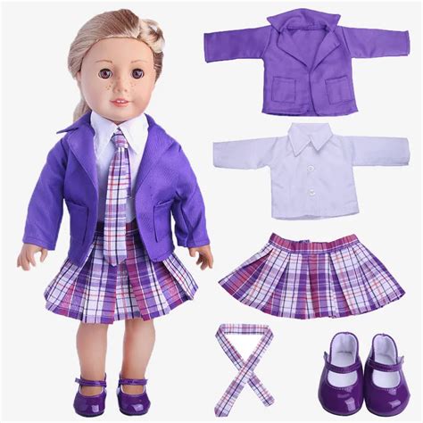 New American Girl Doll Clothes Doll Accessories purple Student suits ...