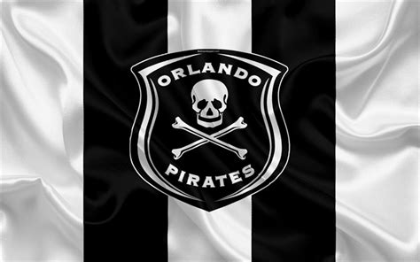 Download wallpapers Orlando Pirates FC, 4k, logo, black and white silk ...