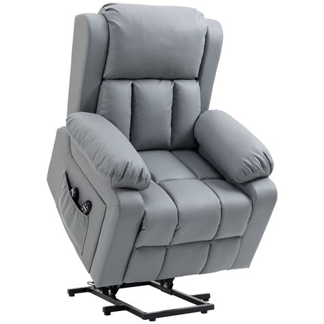 HOMCOM Power Lift Chair with Vibration Massage and Remote Control, Gray ...