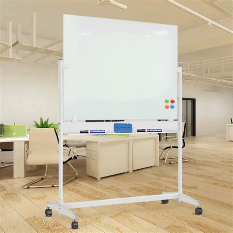 Mobile Glass Dry Erase Board with Stand, Large Magnetic Whiteboard ...