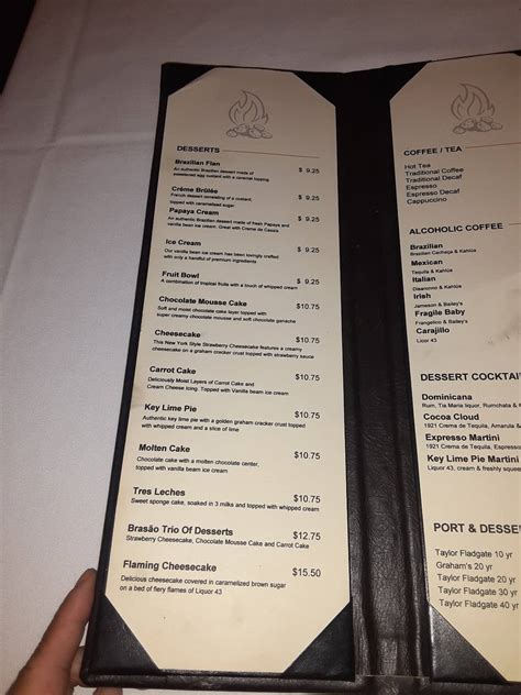 Menu at Brasão Brazilian Steakhouse, San Antonio, I-10