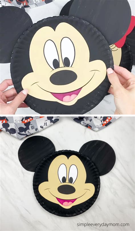 Minnie & Mickey Mouse Paper Plate Craft [Free Template] | Paper plate ...