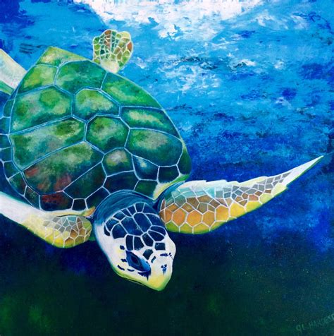 "Kulibari" loggerhead sea turtle, acrylic on canvas painting. | Sea ...