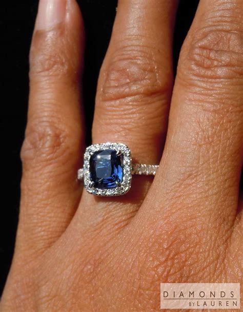 1.96ct Blue Cushion Cut Sapphire Ring