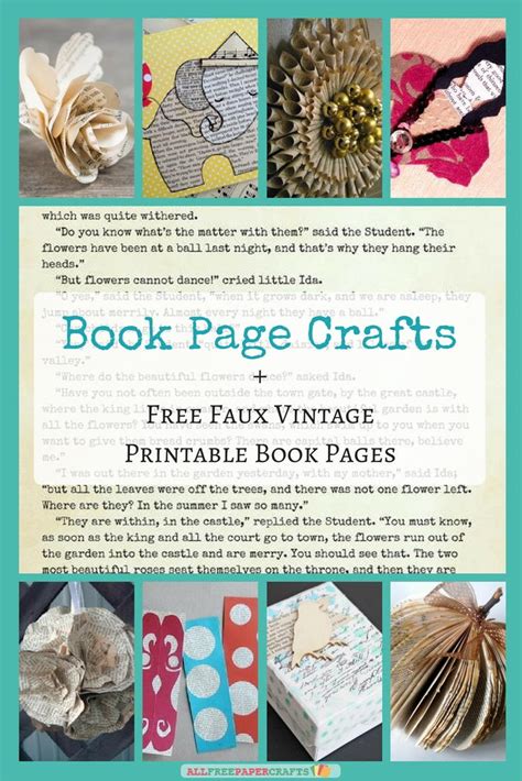 26 Book Page Crafts + Free Faux Vintage Printable Book Pages ...