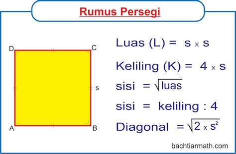 Rumus Luas Persegi, Keliling Persegi dan Contohnya - Bachtiarmath.Com