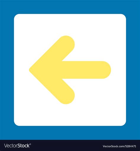 Arrow left flat yellow and white colors rounded Vector Image