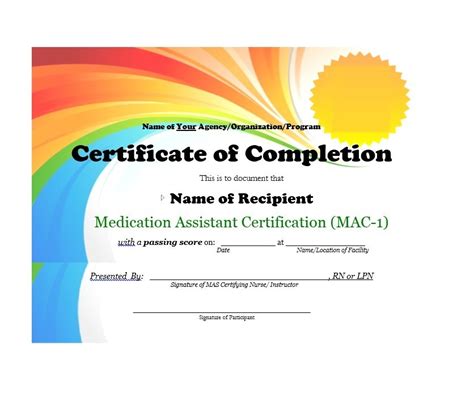 Free Completion Certificate Templates For Word