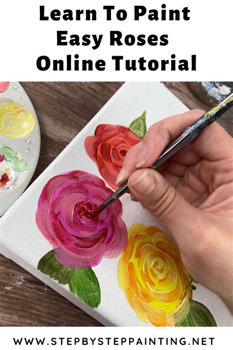 How To A Rose - Easy & Simple - Step By Step Painting | Flower art ...