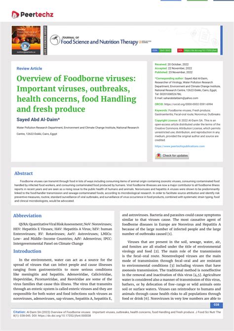 (PDF) Overview of Foodborne viruses: Important viruses, outbreaks ...