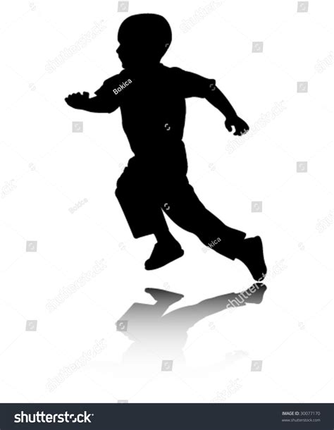 Boy Running Silhouette - Vector - 30077170 : Shutterstock