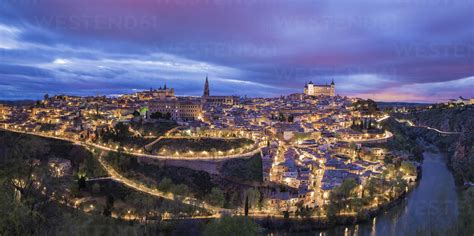 Spain, Toledo at night stock photo