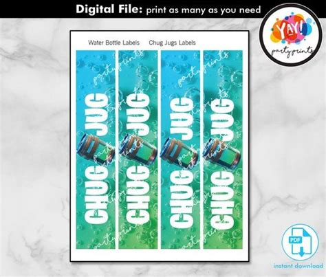 Chug Jug Label Printable DIGITAL instant download PDF file . Gatorade ...