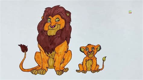 Dessin et coloriage Mufasa et Simba | Drawing and Coloring Mufasa and ...