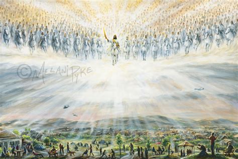 Jesus Returns Art Print of Jesus Christ Descending on White Horse With ...