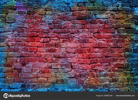 Paint Splash Graffiti Brick Wall Colorful Background Stock Photo by ...