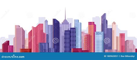 Cityscape. City Landscape. Buildings Panorama. Simple Modern Cartoon ...