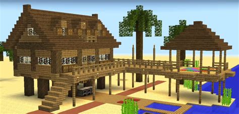 Minecraft Wooden beach house Ideas and Design