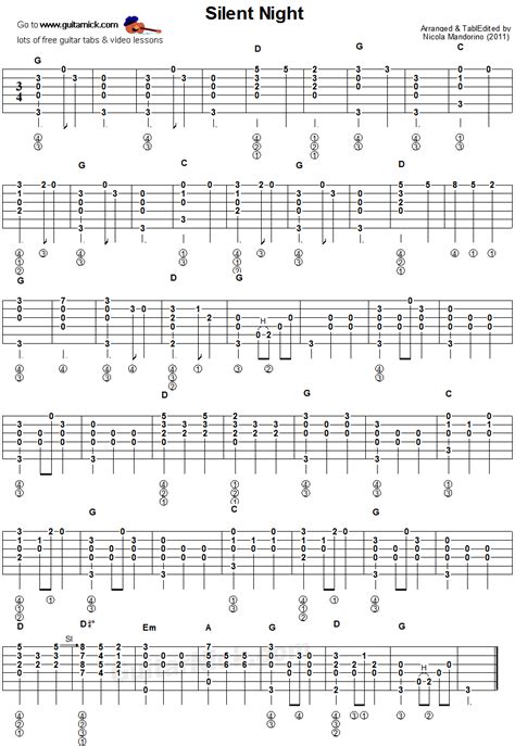 SILENT NIGHT Fingerstyle Guitar Lesson: GuitarNick.com