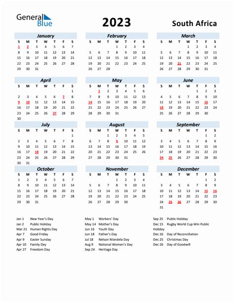 2023 Calendar With Holidays South Africa – Get Calendar 2023 Update