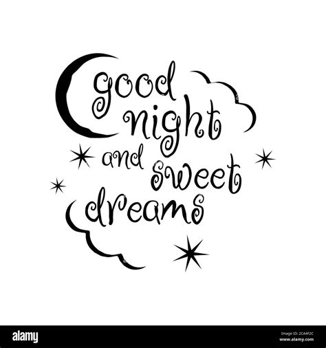 calligraphy good night and sweet dreams lettering vector isolated on ...