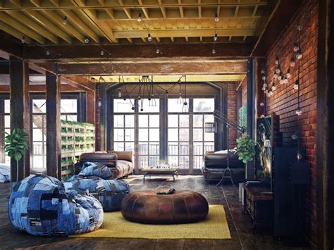 Loft Living Room Design With Modern Industrial Style - RooHome ...