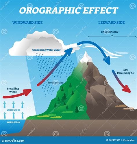 Orographic Effect Vector Illustration. Labeled Weather System Move ...