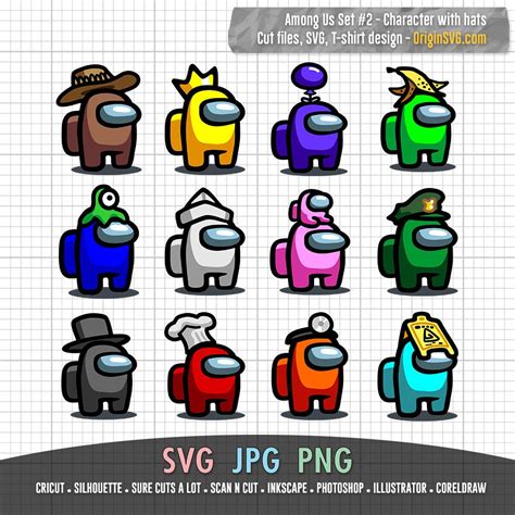 Among Us Set #2 – Among Us Characters Hat SVG – Origin SVG Art