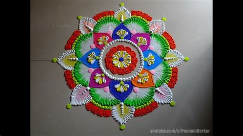 Very easy and colorful flower kolam for festivals | Easy rangoli by ...