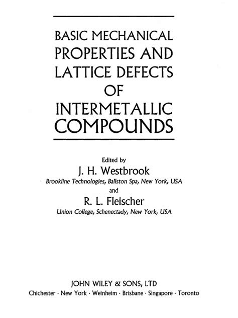 Inter Metallic Compounds, Volume 2, Basic Mechanical Properties and ...