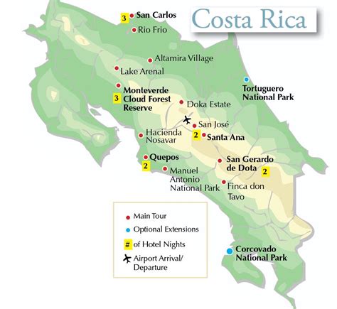 Costa Rica Rainforest Map