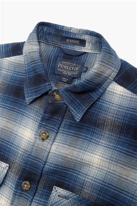 Pendleton Burnside flannel shirt Navy/tan plaid - GRADUATE STORE | EN