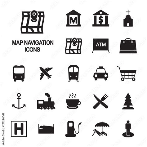 Map navigation legend icon set. Map locations vector icons. Vector ...