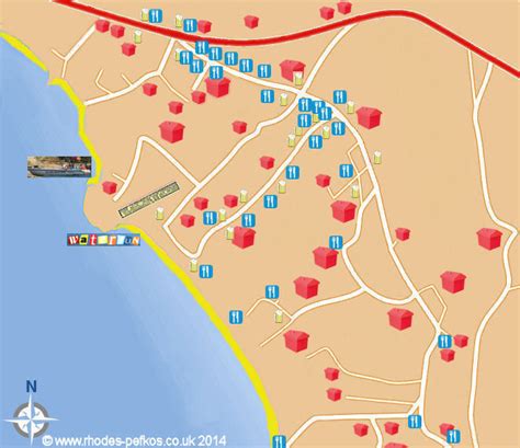 Pefkos Map - Our New Map of Pefkos, Rhodes. Bars, Restaurants and ...