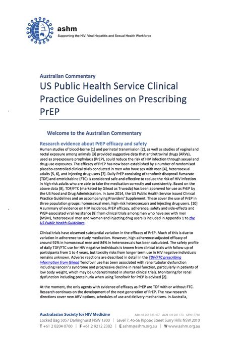 Australian National PrEP Guidelines | Fast-Track Cities