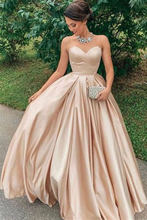 Ball Gown Sweetheart Satin Long Prom Dress Formal Evening Dresses 601487