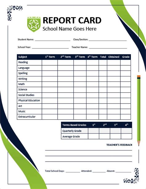 Free Report Card Templates - Homeschool and School - MS Word