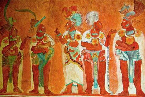 Mexico. National Museum of Antropology. Maya culture. Painting of ...