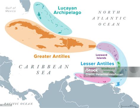 Island Groups Of The West Indies Subregion Of The Americas Political ...