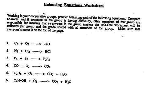 50 Examples Of Unbalanced Chemical Equations With Answers