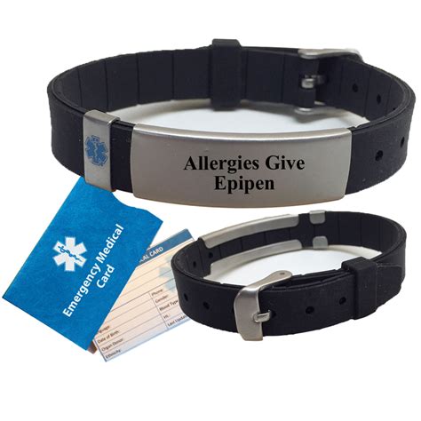 Pre-engraved Advisor Slim ALLERGIES GIVE EPIPEN Medical Alert Bracelet ...