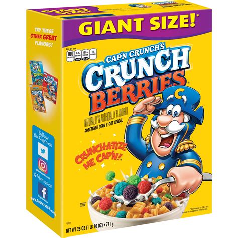 Cap'n Crunch Breakfast Cereal, Crunch Berries, 26 oz Box - Walmart.com ...