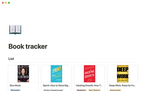 Notion Template Gallery – Book tracker