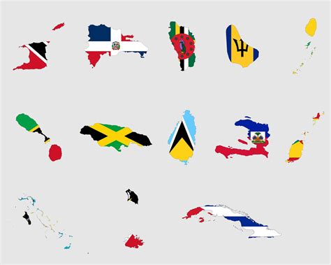 Caribbean Countries Flag Maps Bundle Country National Border | Etsy