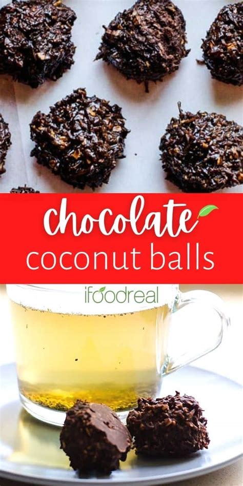 Healthy Chocolate Coconut Balls {Easy No Bake Treats} - iFoodReal.com