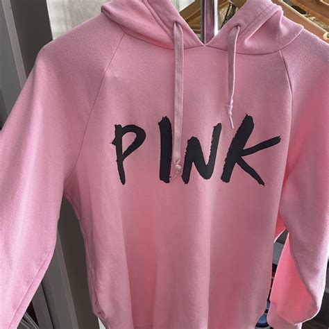 Victoria's Secret Women's Pink and Black Hoodie | Depop