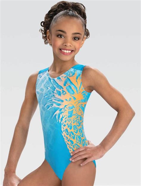 E3944 Tropical Pineapple GK Elite Gymnastics Leotard Tank Workout Gym Leo